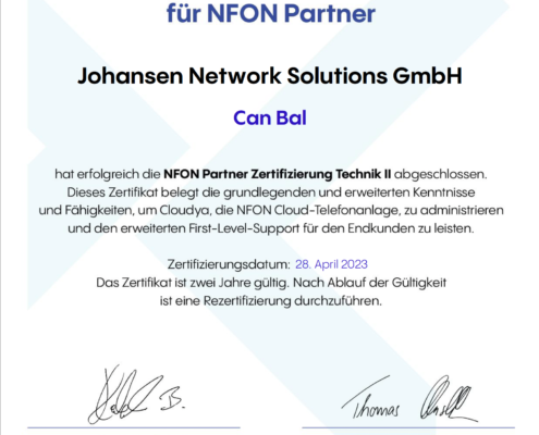 Partner Zertifikat Nfon Technik ll Can Bal